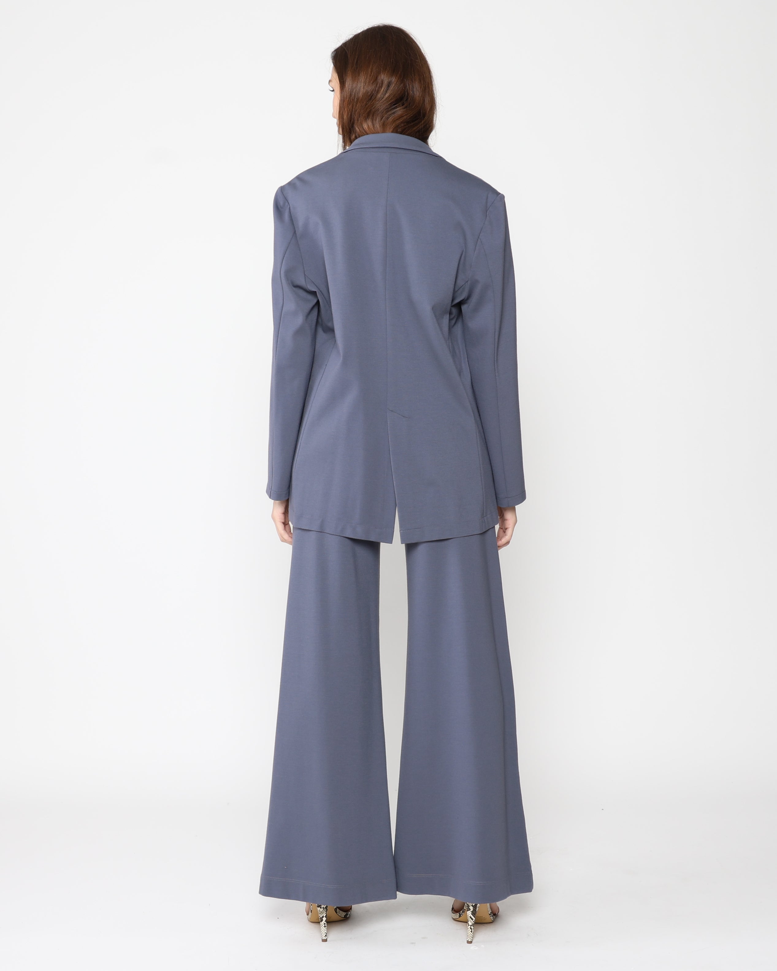Sea Blue Ponte Knit Oversized Blazer