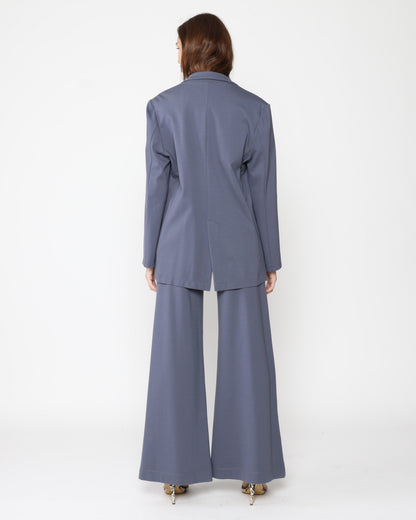Sea Blue Ponte Knit Oversized Blazer