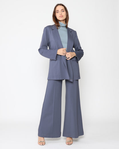 Sea Blue Ponte Knit Oversized Blazer