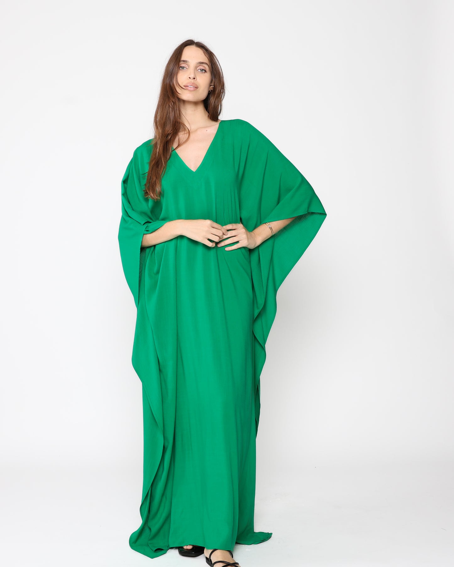 Kelly Green Linen Blend Caftan