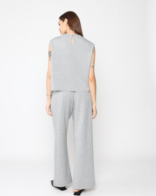 Heather Grey Scuba Cowl Neck Top