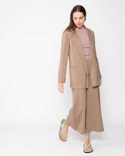 Khaki Ponte Knit Oversized Blazer