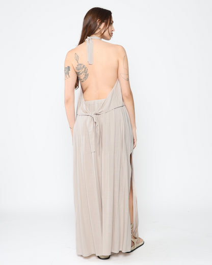 Sand Linen Blend Tie Back Halter Top