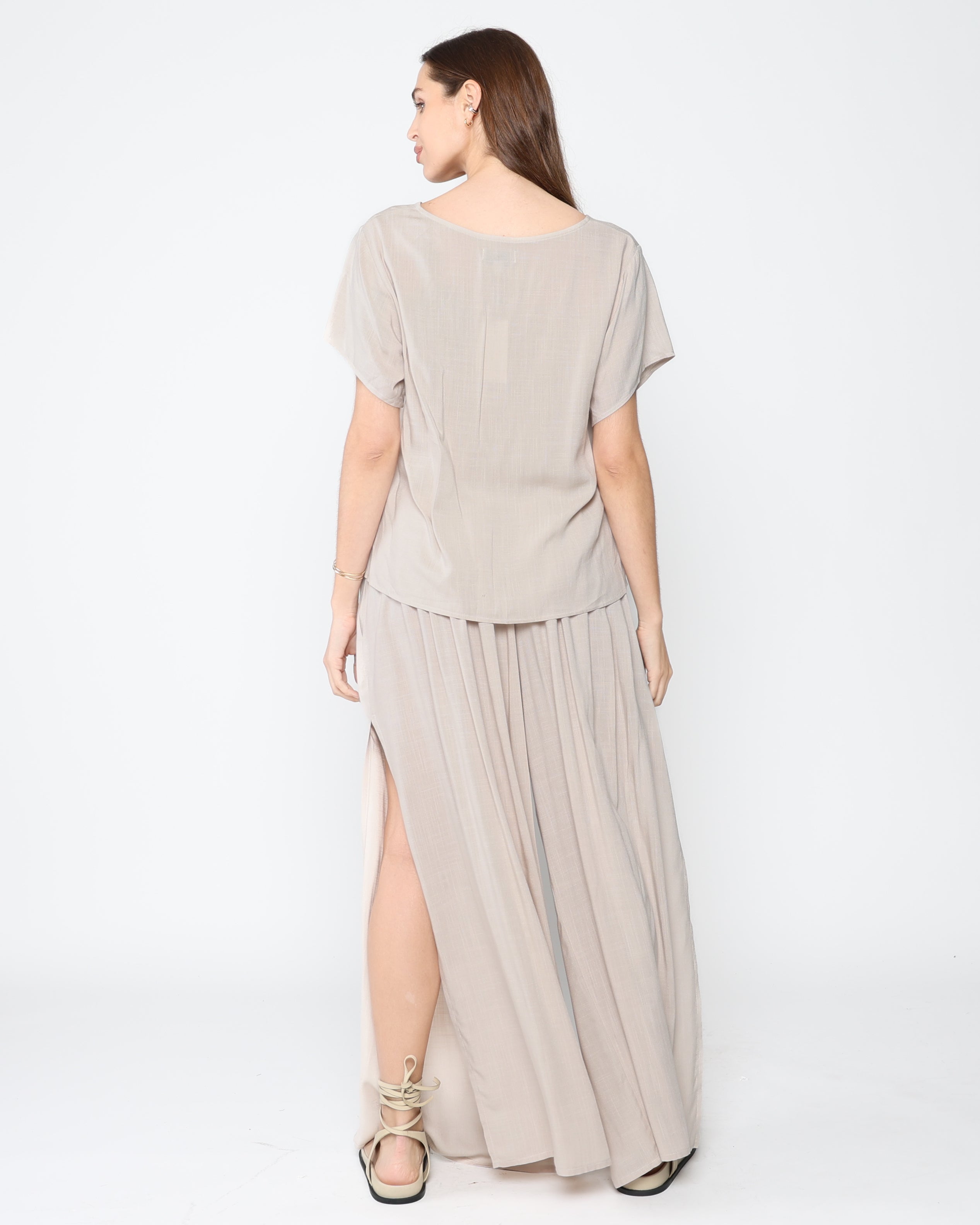 Sand Linen Blend Everyday V Neck