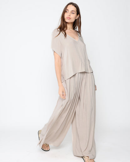 Sand Linen Blend Everyday V Neck