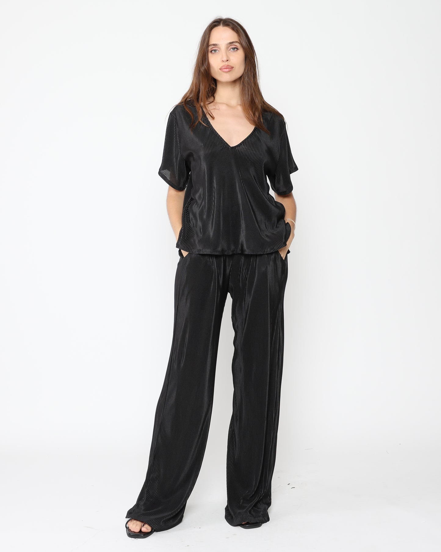 Black Micropleat Lounge Pant
