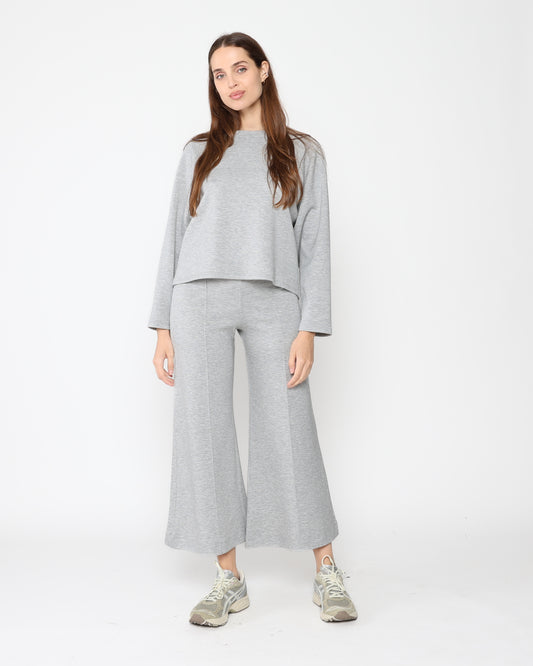 Heather Grey Scuba Cropped Wide Leg Pant