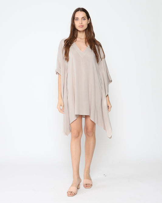 Sand Linen Blend Short Caftan