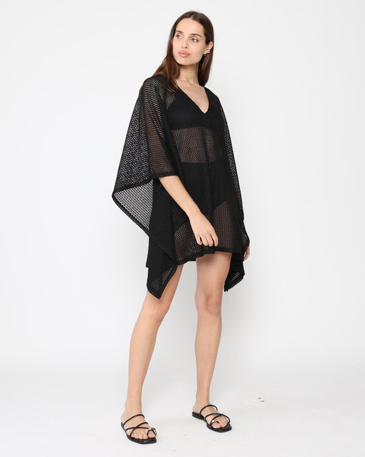 Black Fishnet Caftan Short