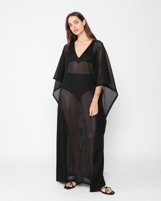Black Fishnet Caftan