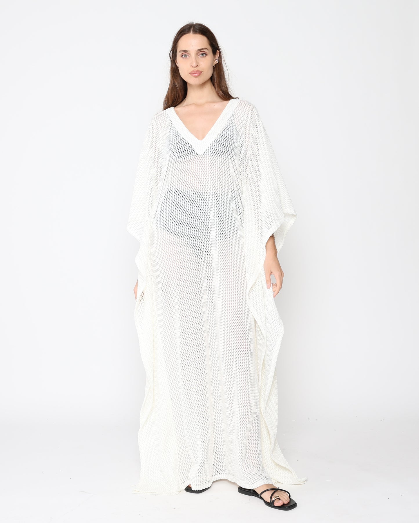 Ivory Fishnet Caftan