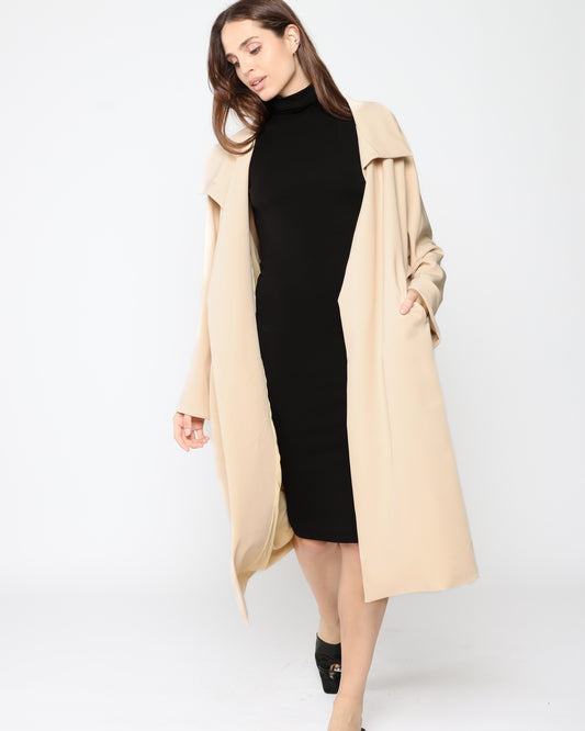 Oatmeal Crepe Overcoat