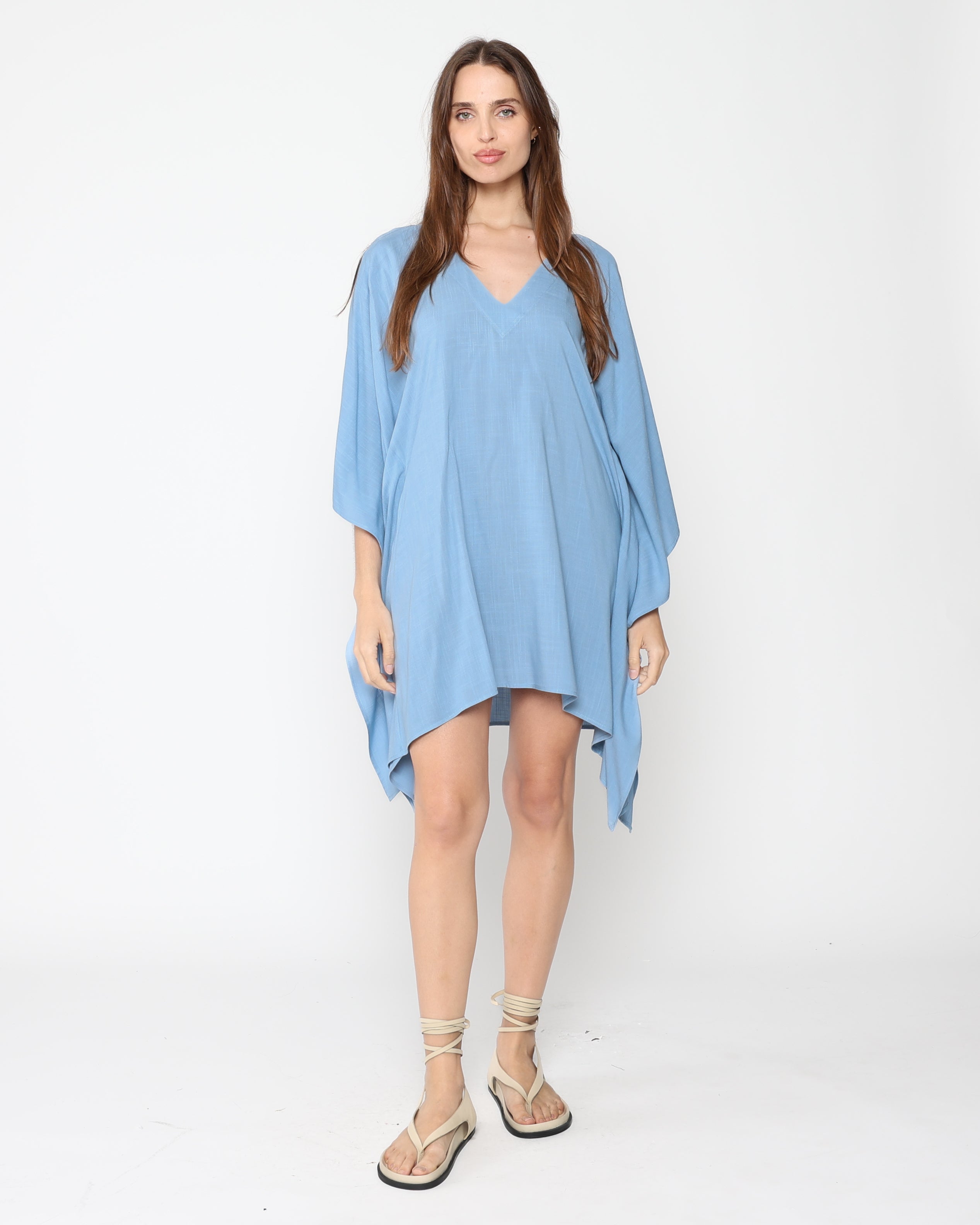 Chambray Linen Blend Short Caftan