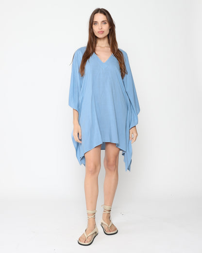 Chambray Linen Blend Short Caftan