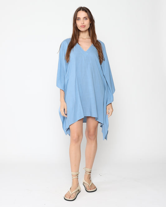 Chambray Linen Blend Short Caftan
