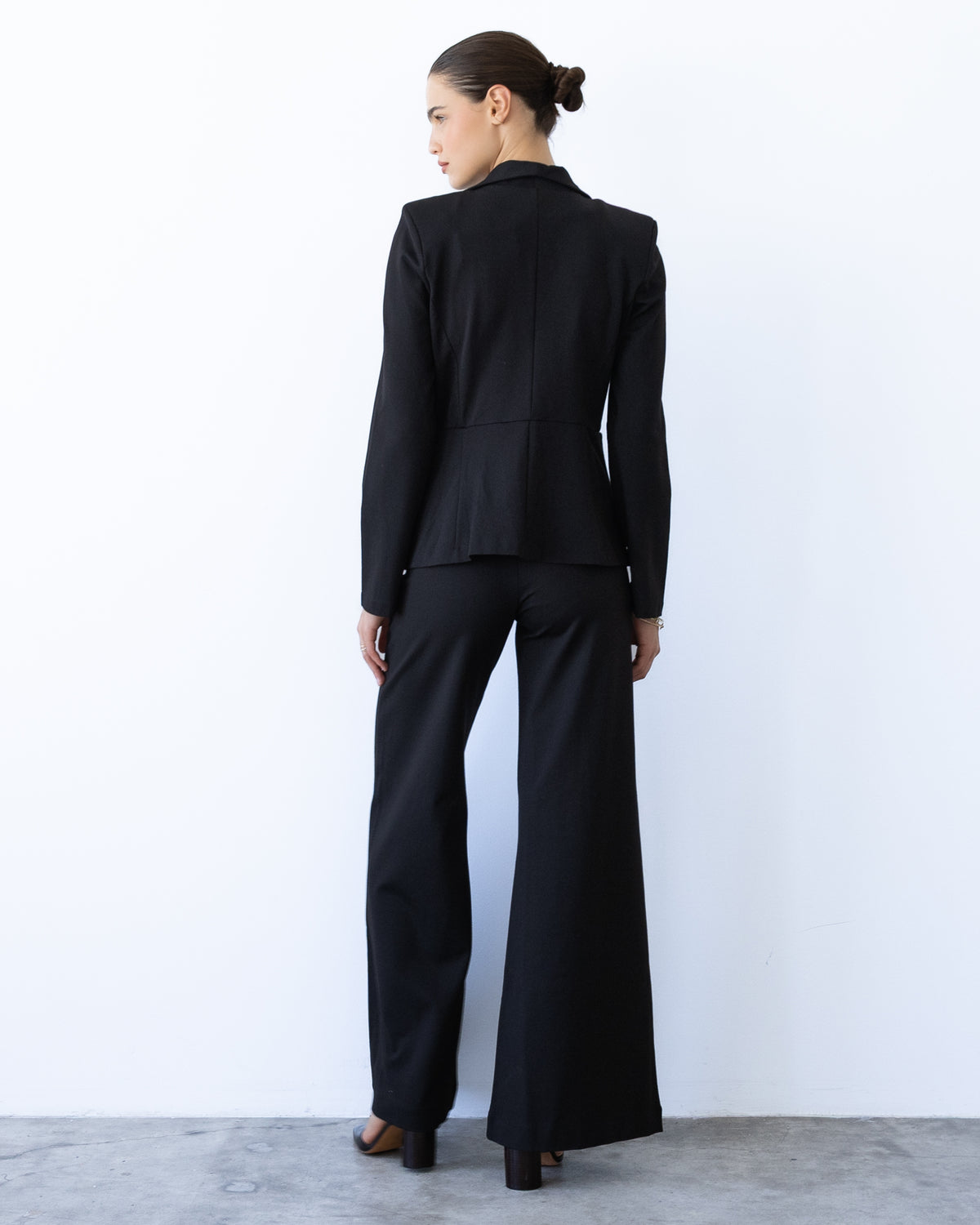 Black Ponte Knit Fitted Blazer