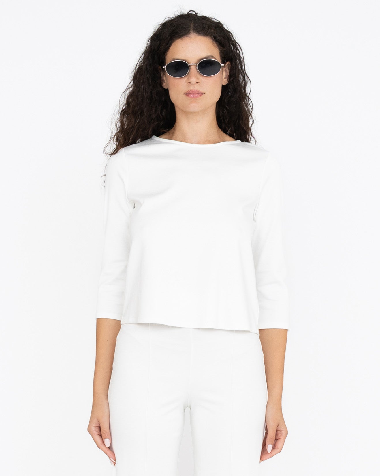 Off-White Ponte Knit 3/4 Sleeve Top