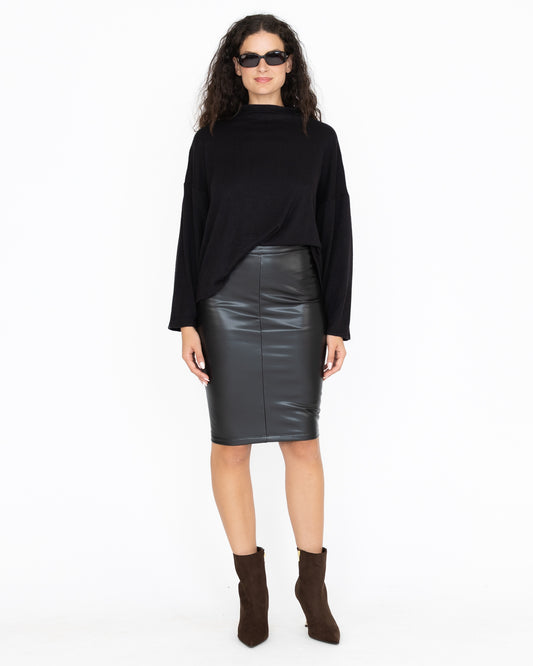 Black Vegan Leather Pencil Skirt