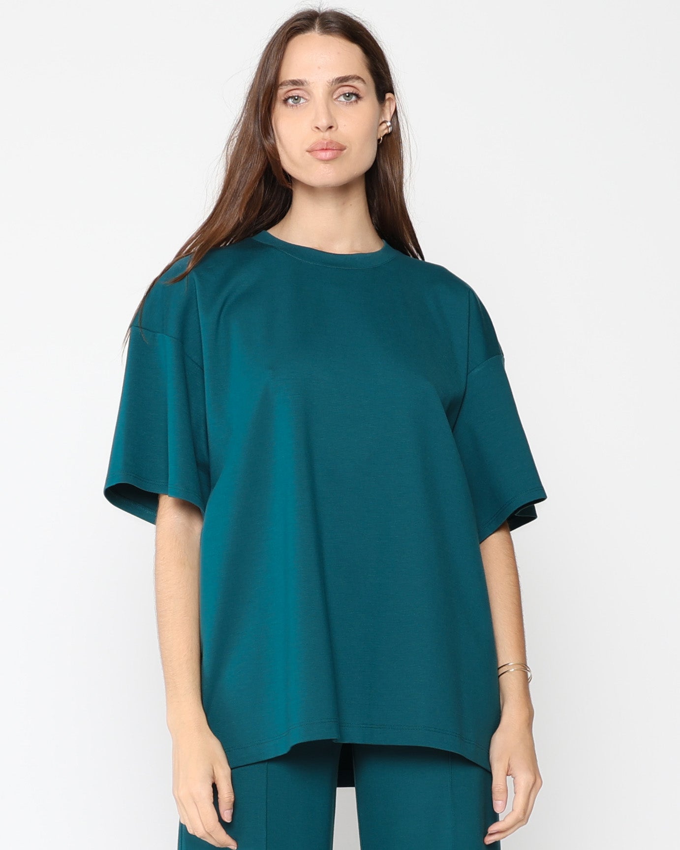 Teal Ponte Knit Big Shirt