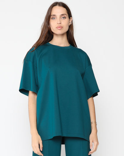 Teal Ponte Knit Big Shirt