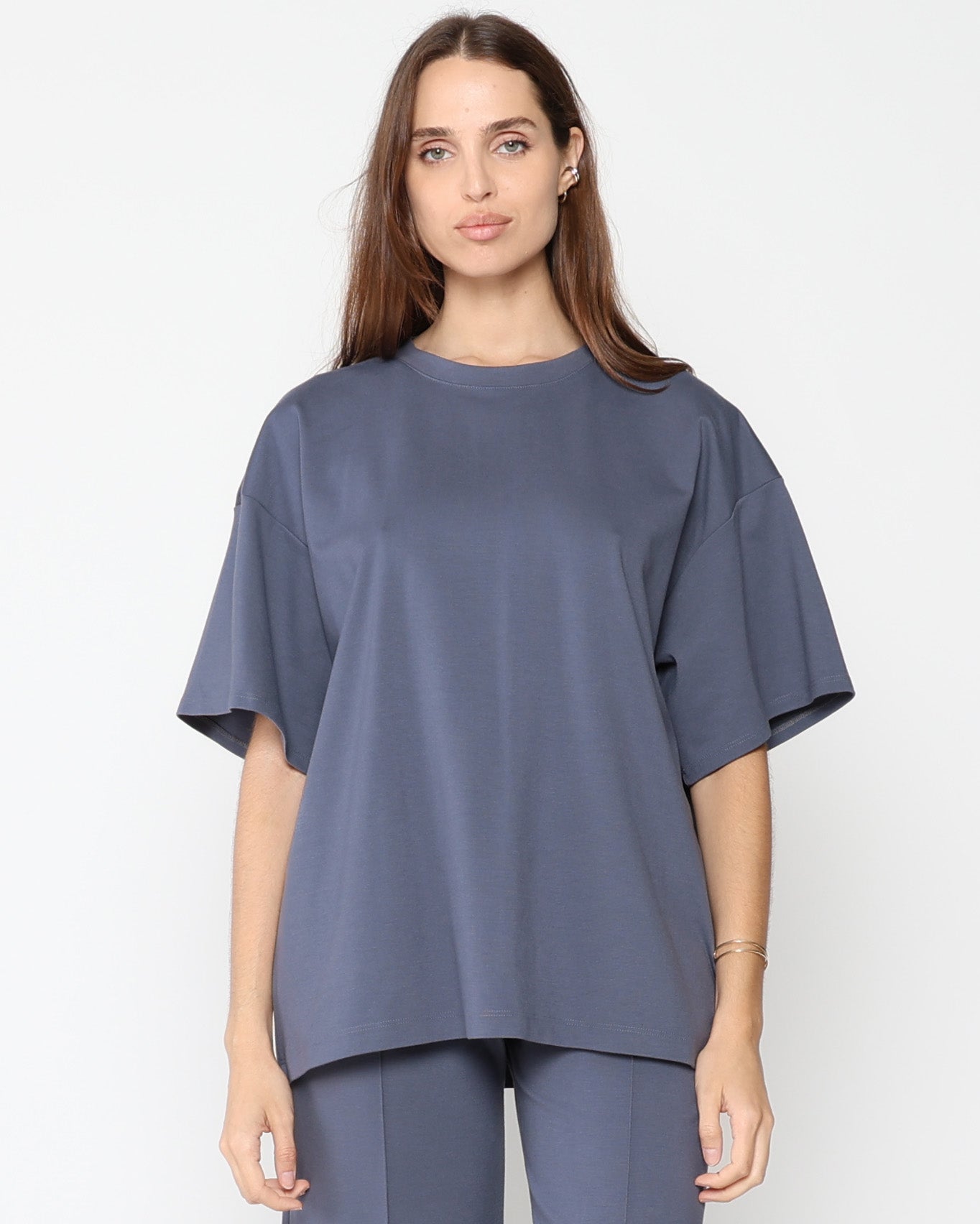 Sea Blue Ponte Knit Big Shirt