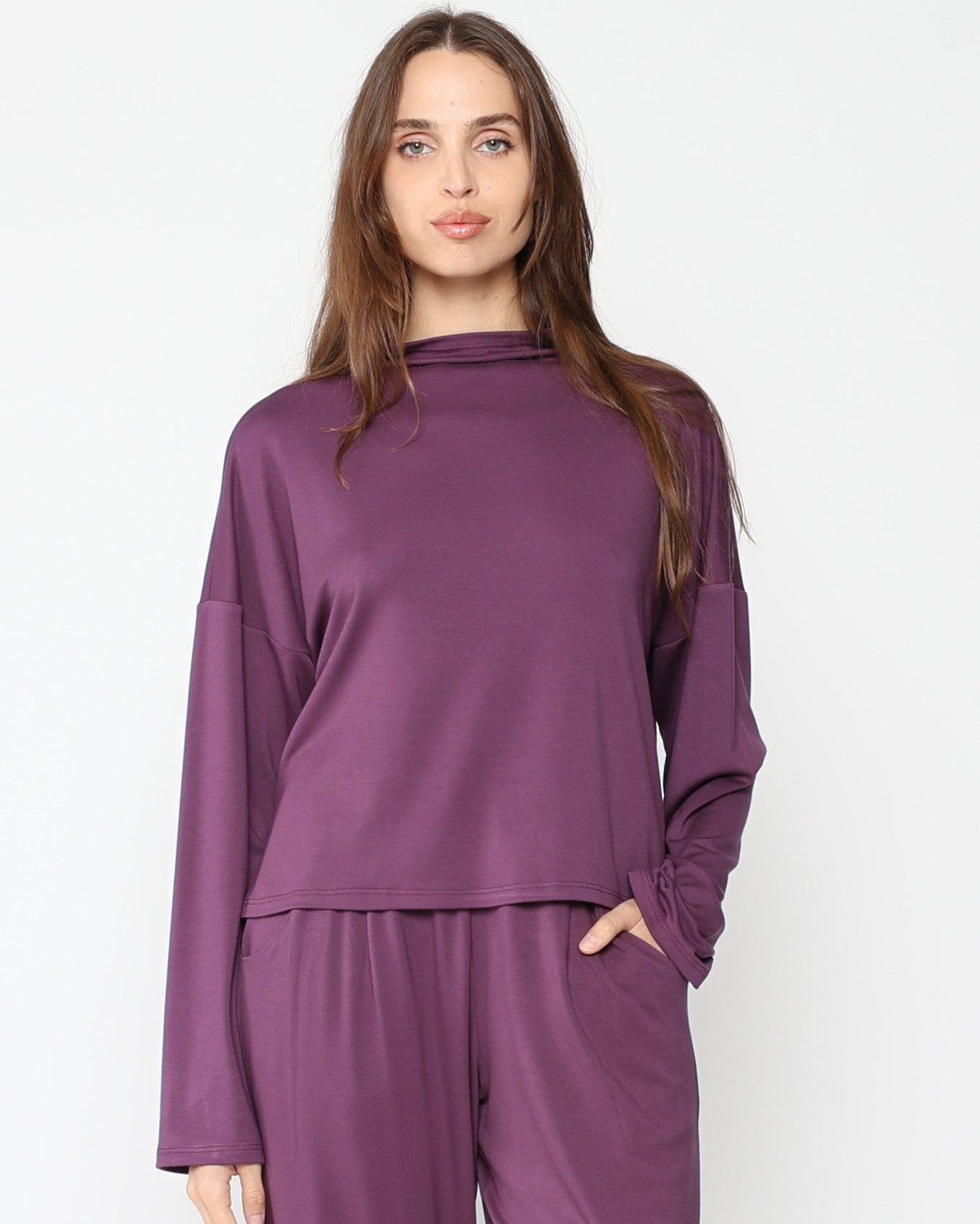 Mulberry Jersey Funnel Neck Top