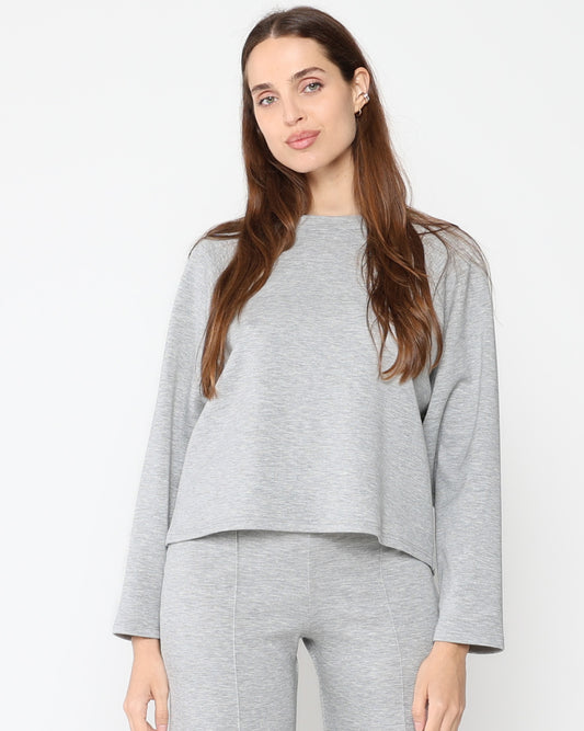 Heather Grey Scuba Oversized Raglan Top