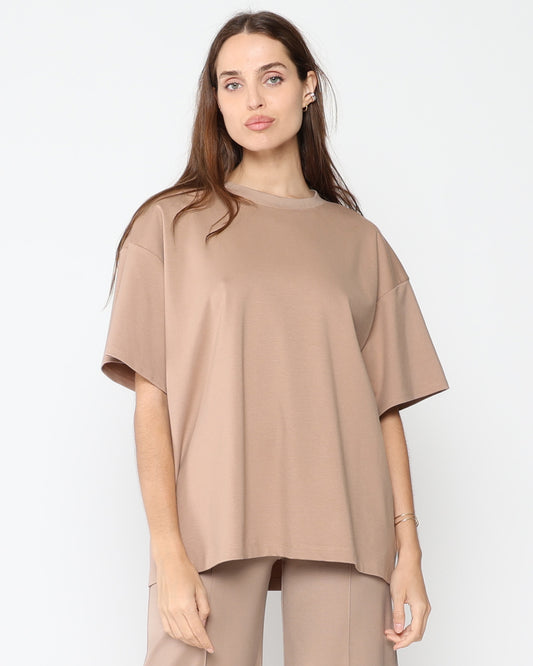 Khaki Ponte Knit Big Shirt