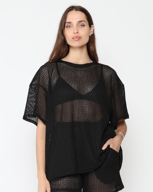 Black Fishnet Big Shirt