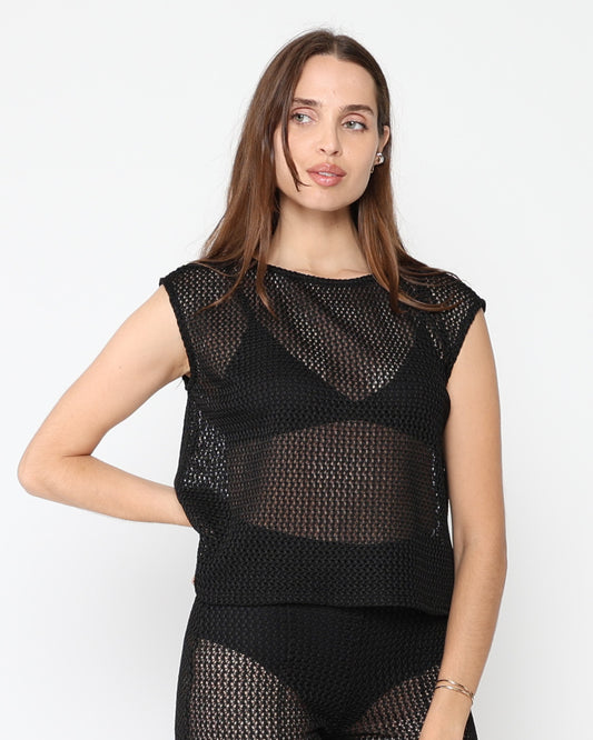 Black Fishnet Lounge Tank
