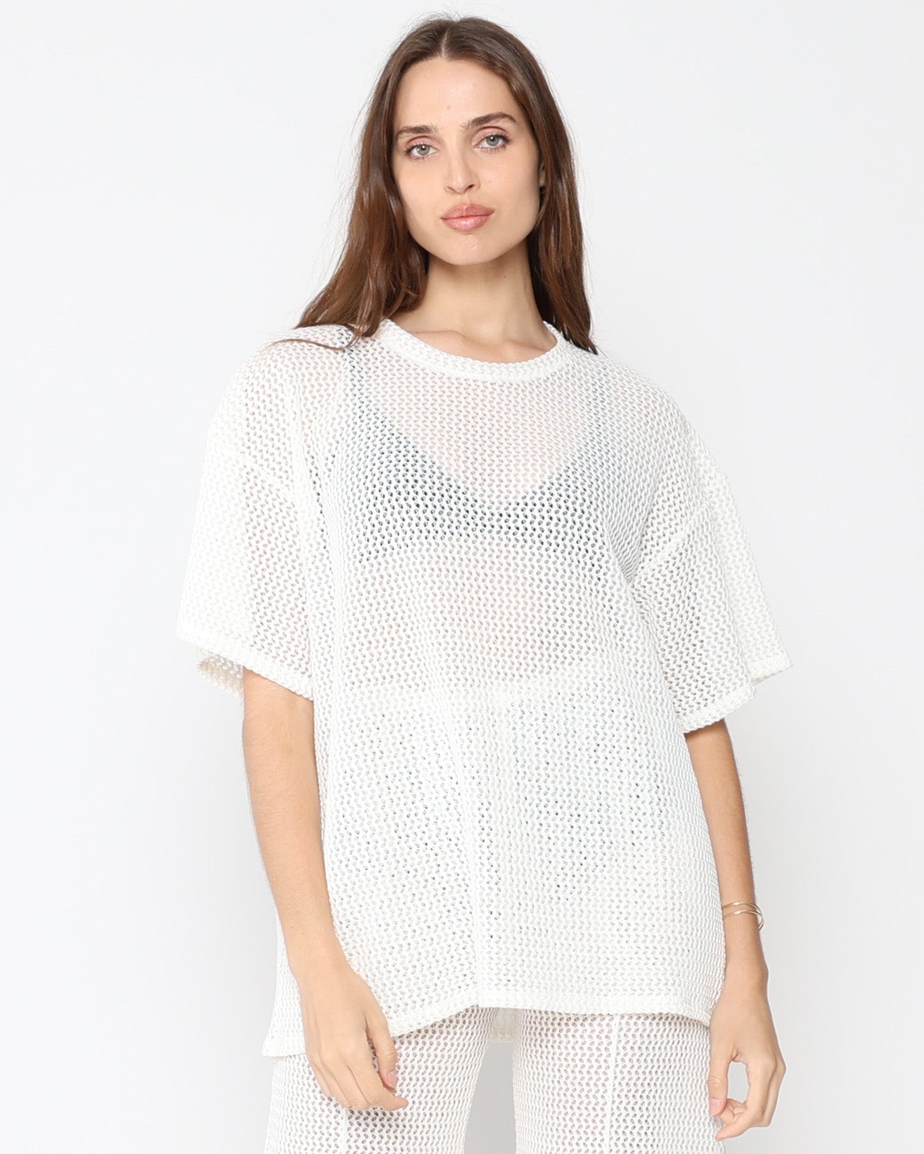 Ivory Fishnet Big Shirt