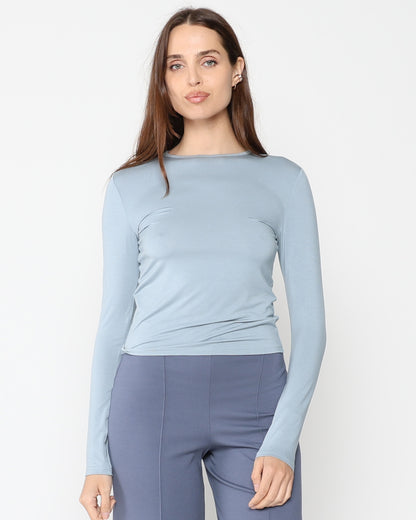 Chambray Fitted Long Sleeve Tee