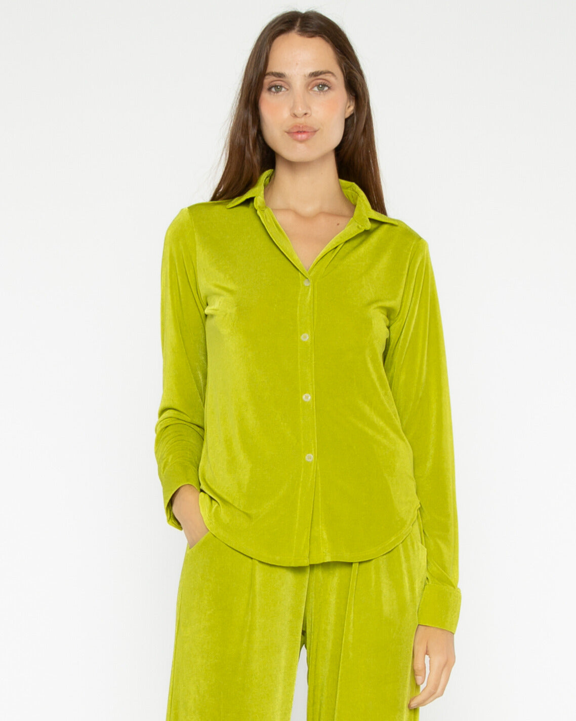 Lime Slinky Button Down