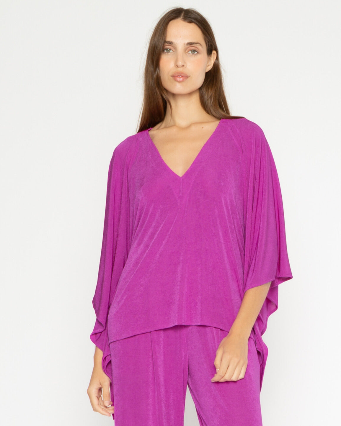 Fuchsia Slinky Caftan Top