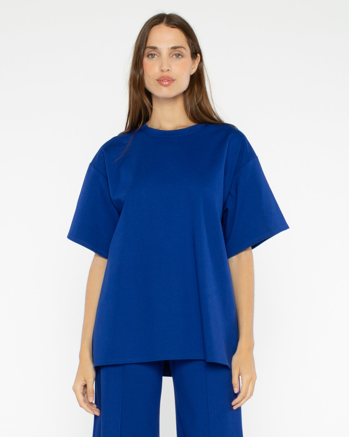 Cobalt Ponte Knit Big Shirt