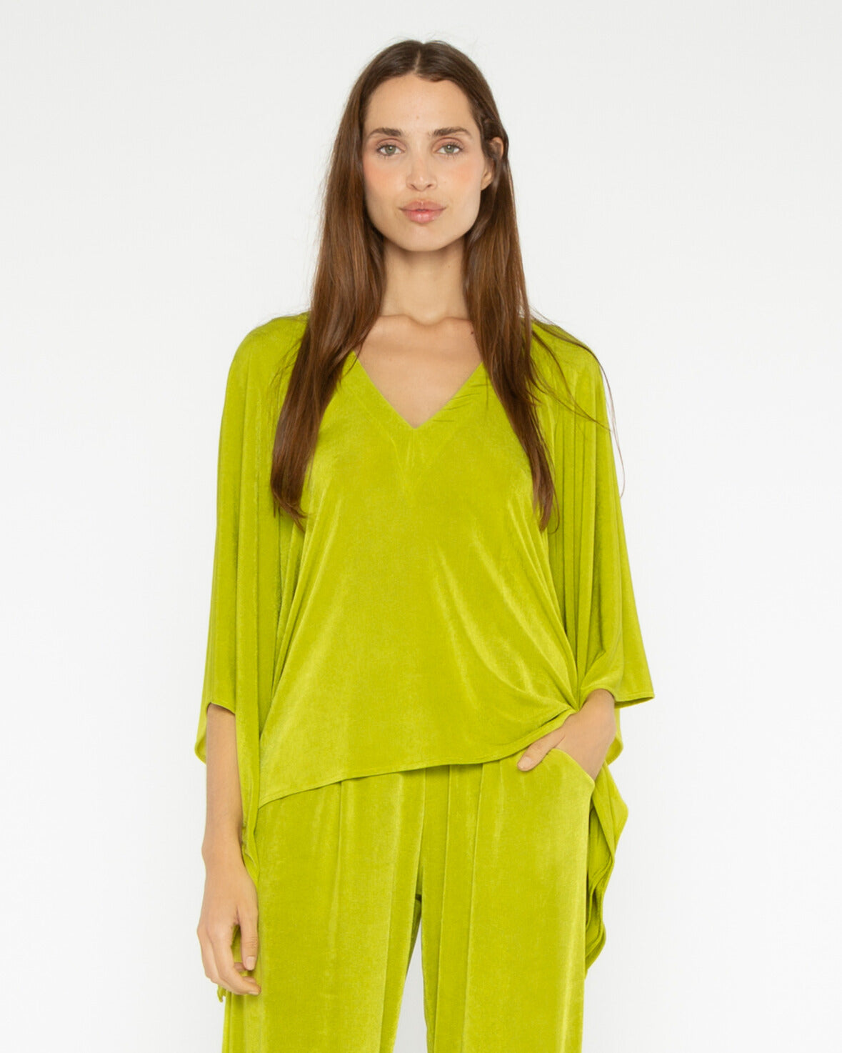 Lime Slinky Caftan Top