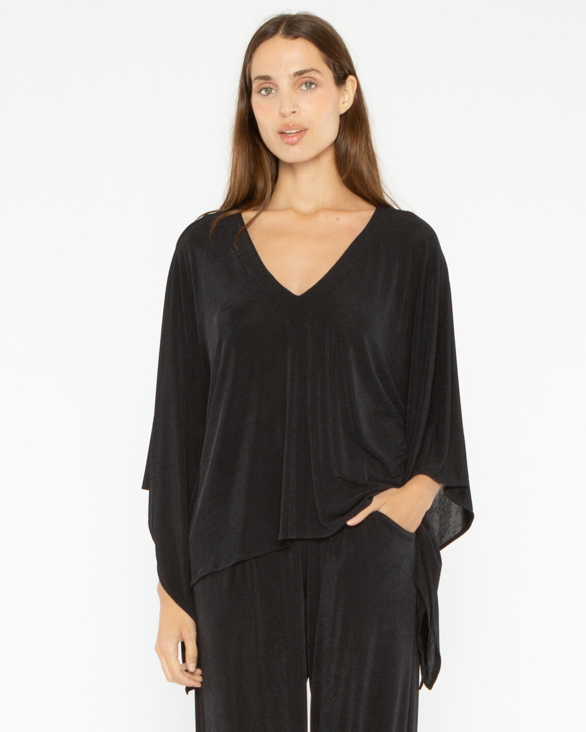 Black Slinky Caftan Top