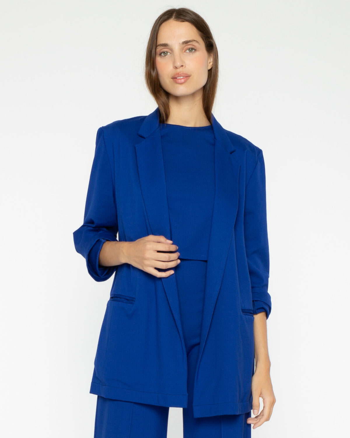 Cobalt Ponte Knit Oversized Blazer