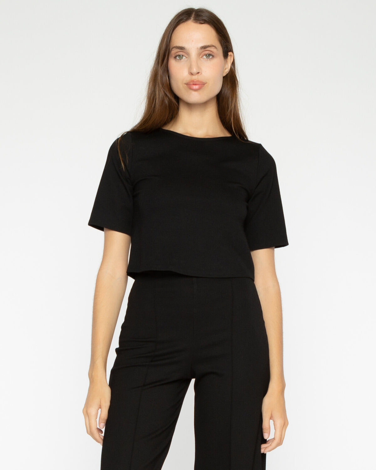 Black Ponte Short Sleeve Top