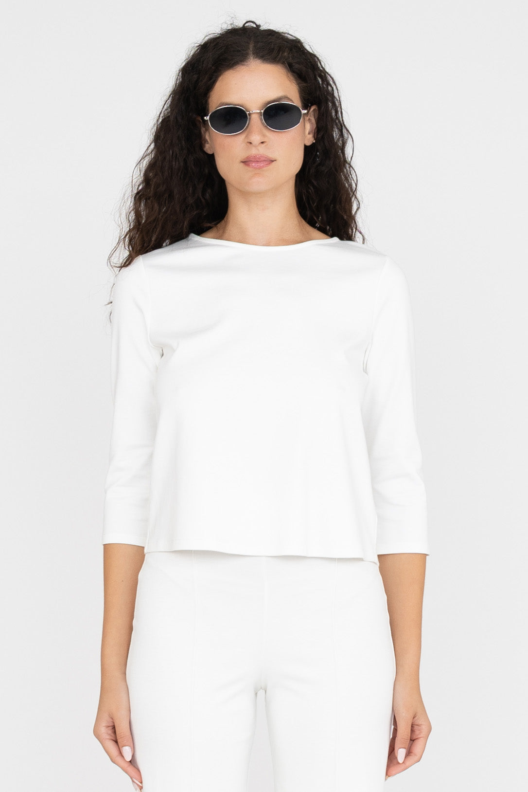 Off-White Ponte Knit 3/4 Sleeve Top