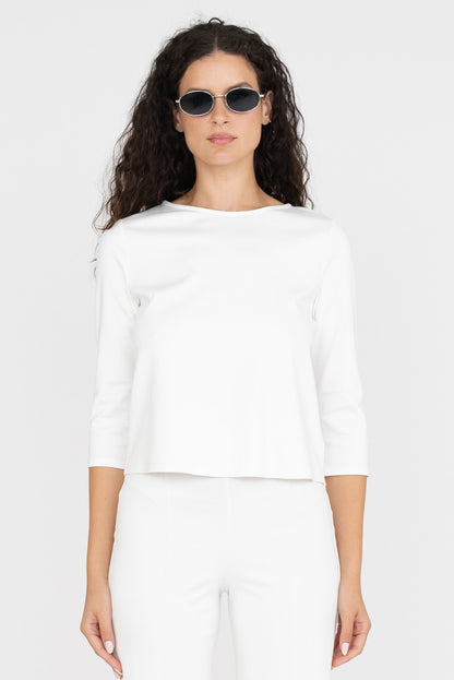 Off-White Ponte Knit 3/4 Sleeve Top