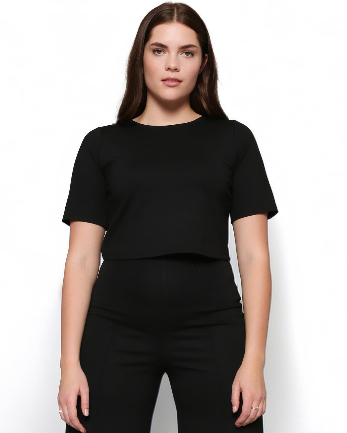 Black Ponte Short Sleeve Top