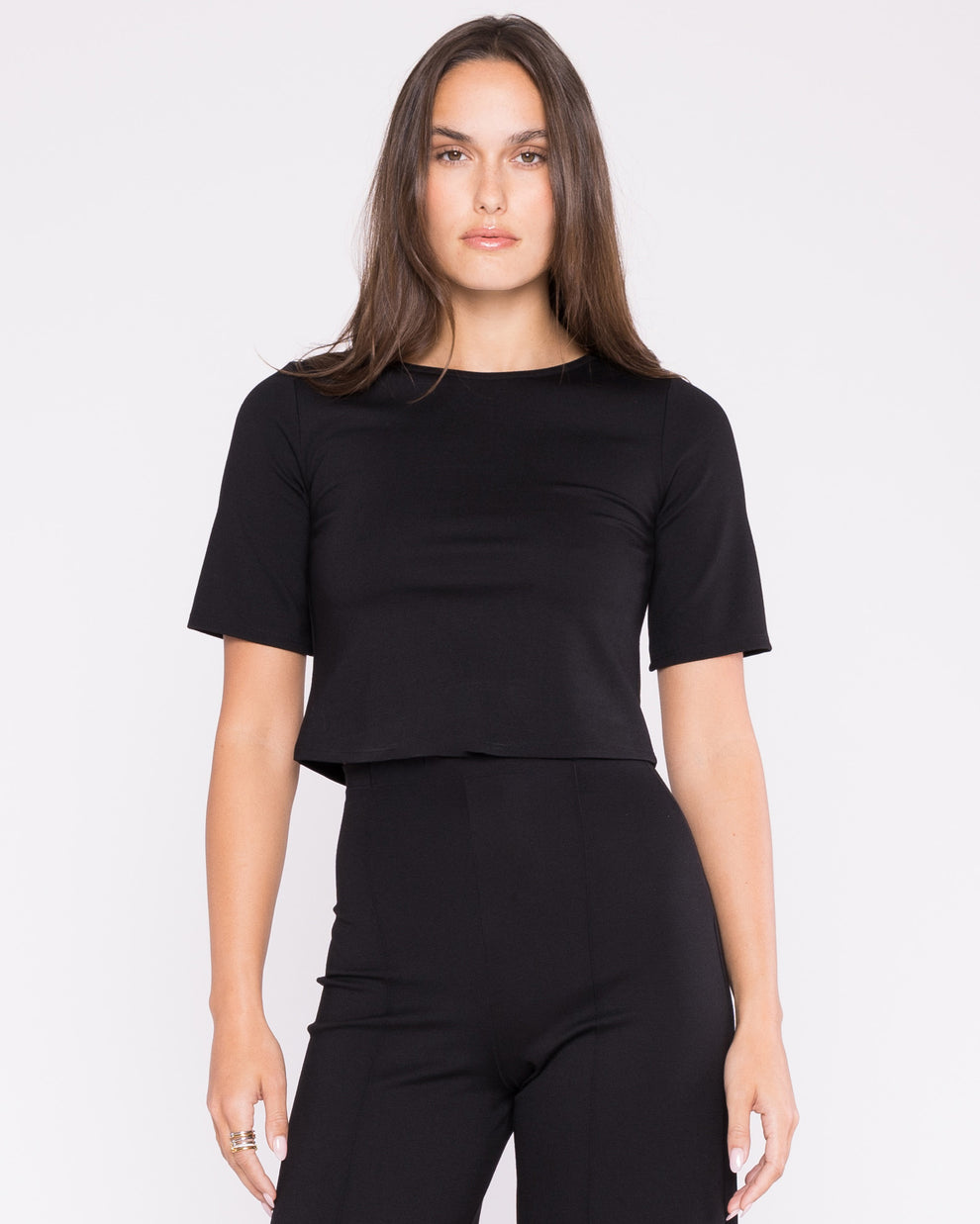 Ponte Knit Short Sleeve Top main image 0