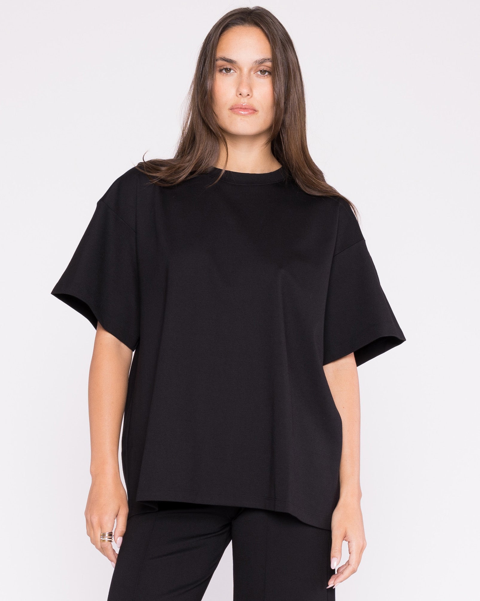 Black Ponte Knit Big Shirt Ripley Rader 2 S Black