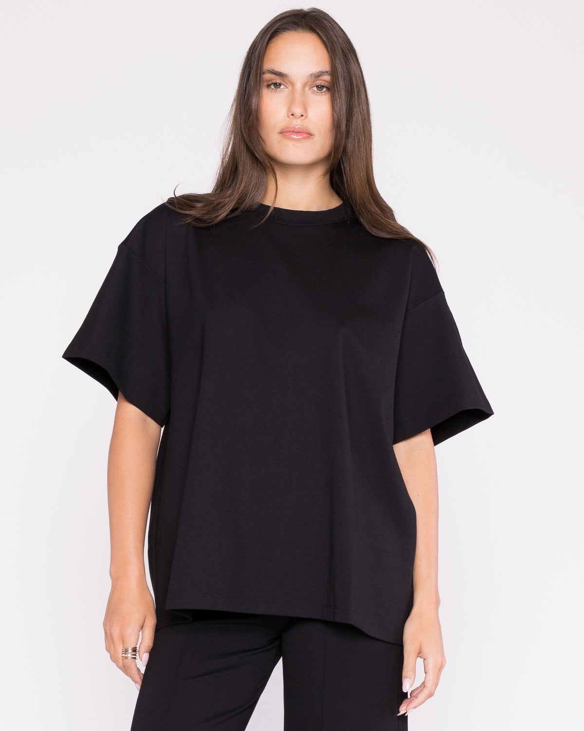 Black Ponte Knit Big Shirt