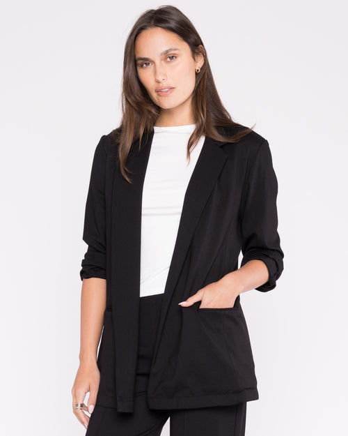 Black Ponte Knit Oversized Blazer