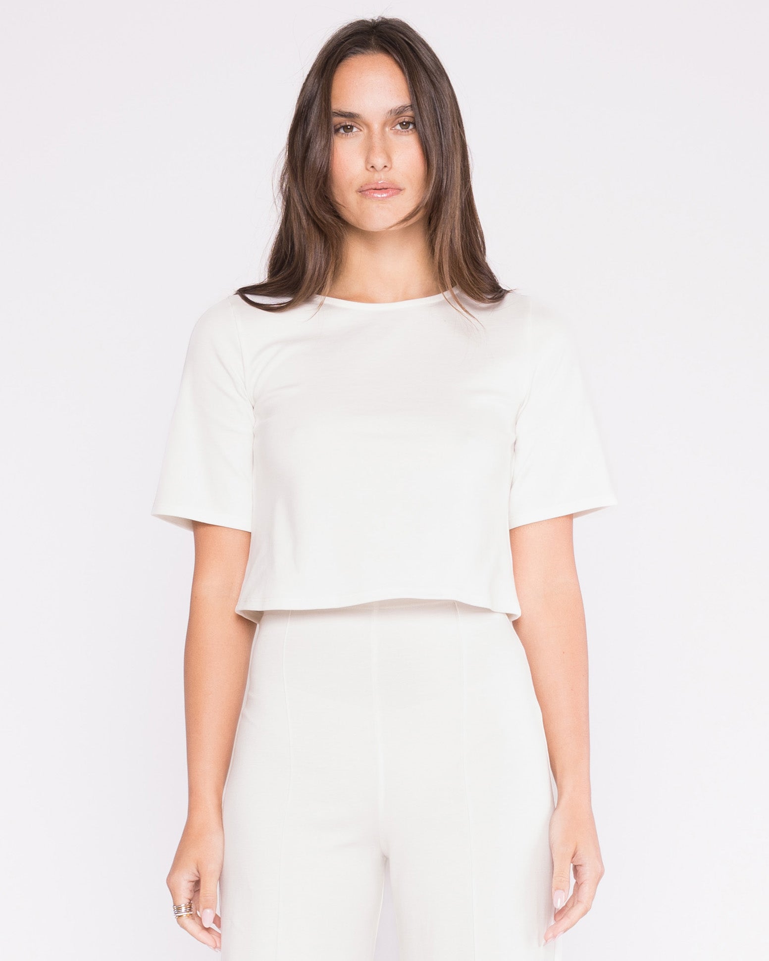 argue＊RANDOM RIB KNIT T-SHIRTS OFF-WHITE Premium Knitted Short Sleeve Boxy T-Shirt - Off White | Mens