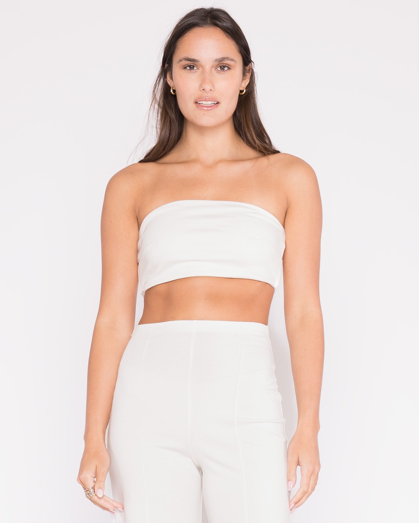 Off-White Ponte Knit Bandeau Top | Ripley Rader