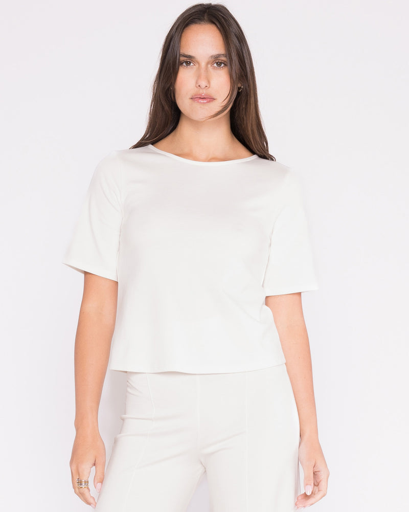 Off White Shortsleeve Flowy Top main image 0