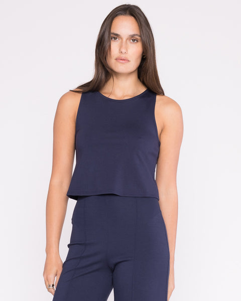 Navy Ponte Knit Tank Top | Ripley Rader